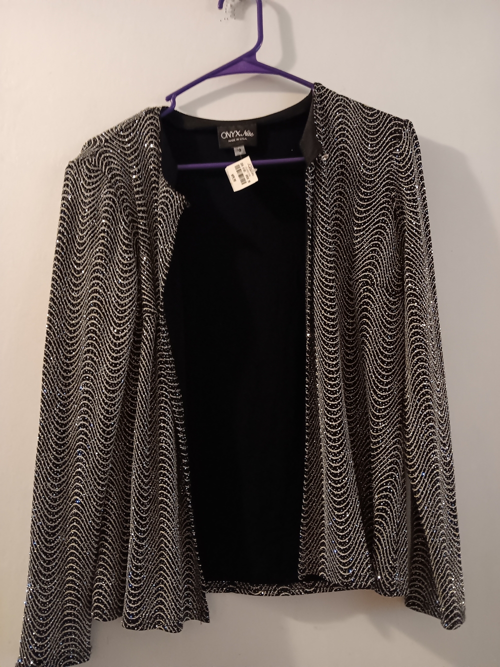 Onyx Nite Black Jacket with Silver Wave Sparkle